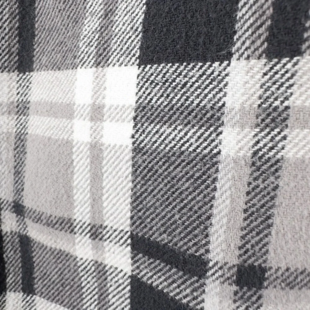 Eddie Bauer Mens Everyday Flex Flannel Plaid Button Down Shirt Large Gray Cotton